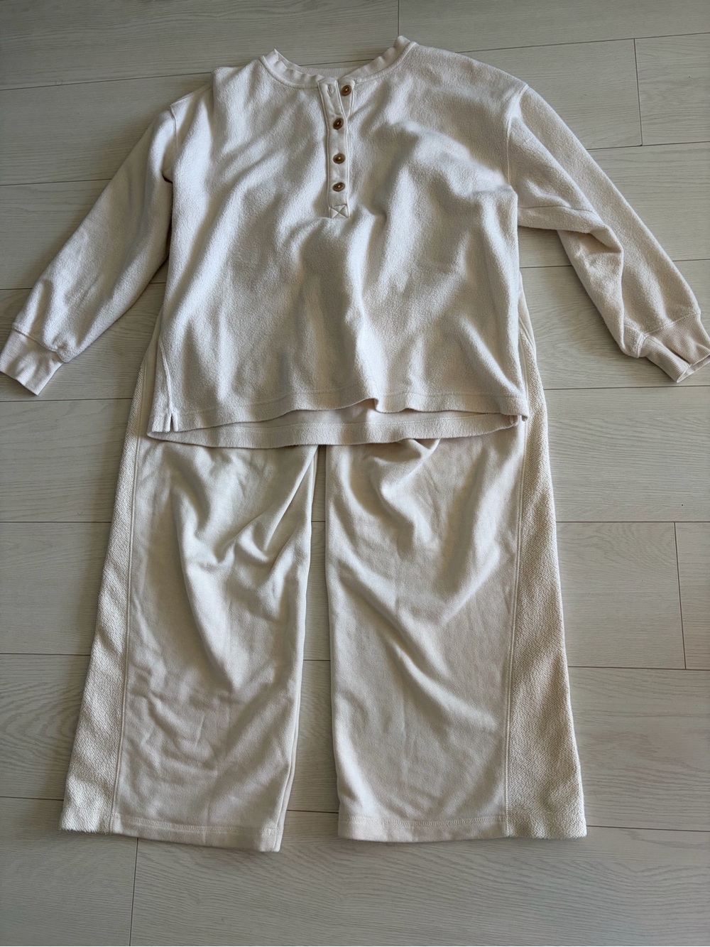 Cream Long-Sleeve Cozy Set - Two-Piece